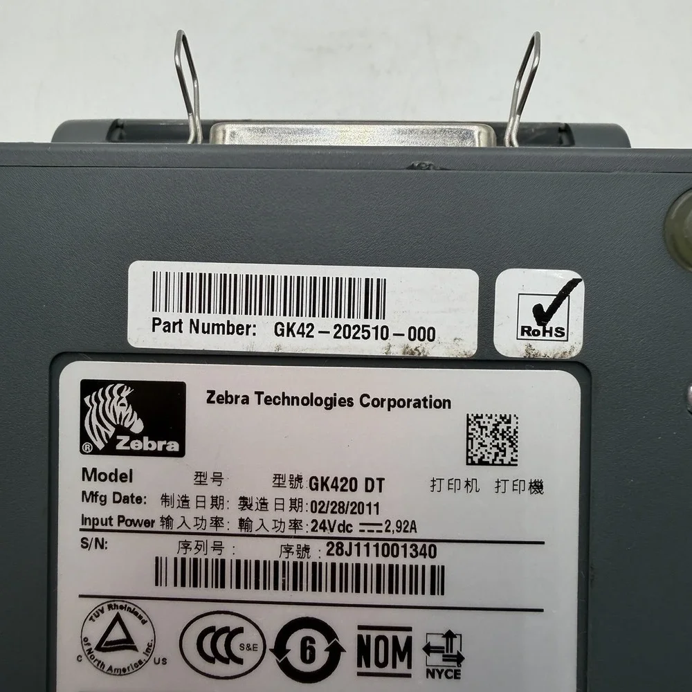 Zebra GK420d USB Parallel Serial DT Label Barcode Printer No Power Supply PARTS